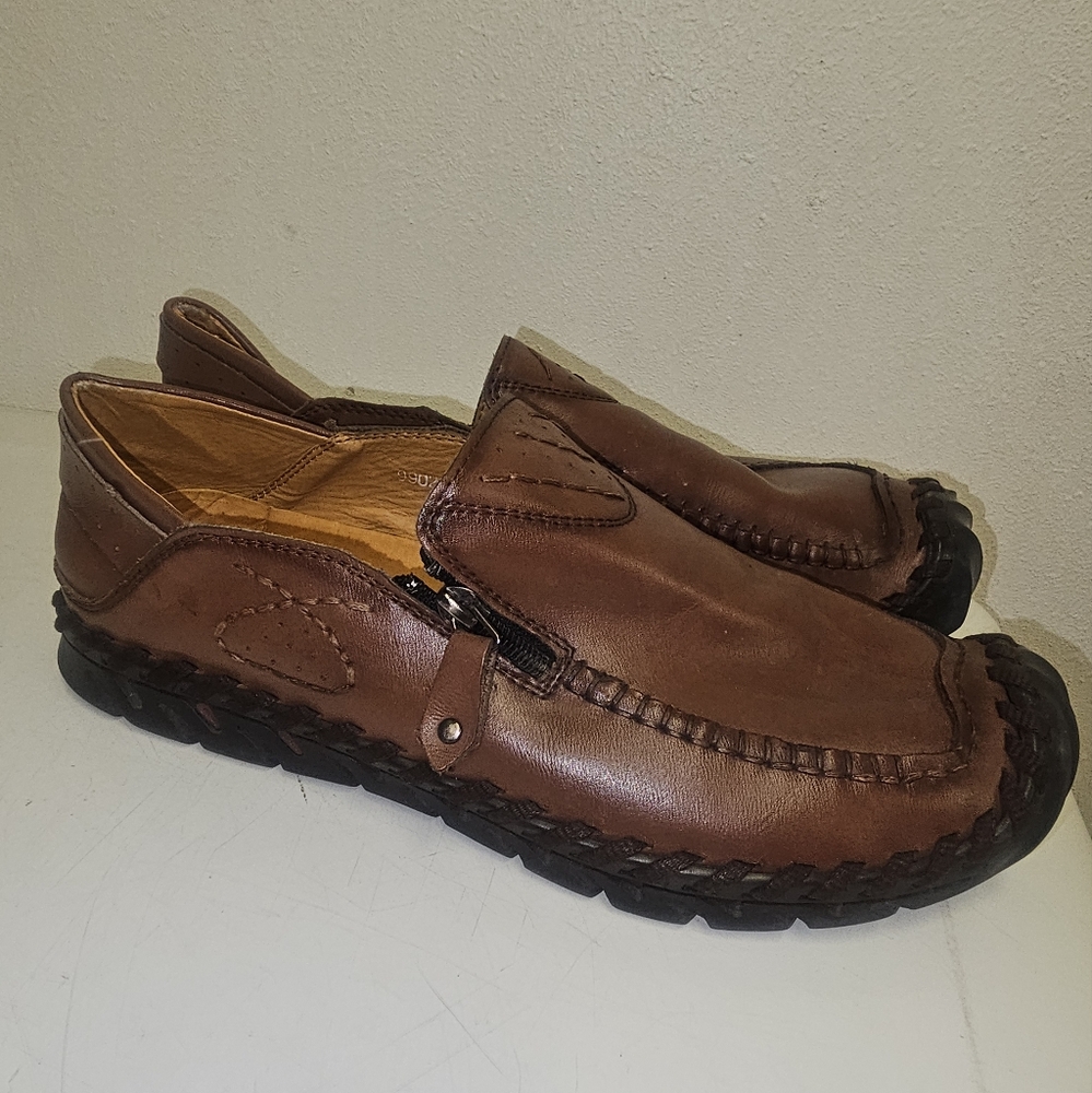 FASHION Comfort Brown Leather 100% Caoutchouc Shoes Size 11